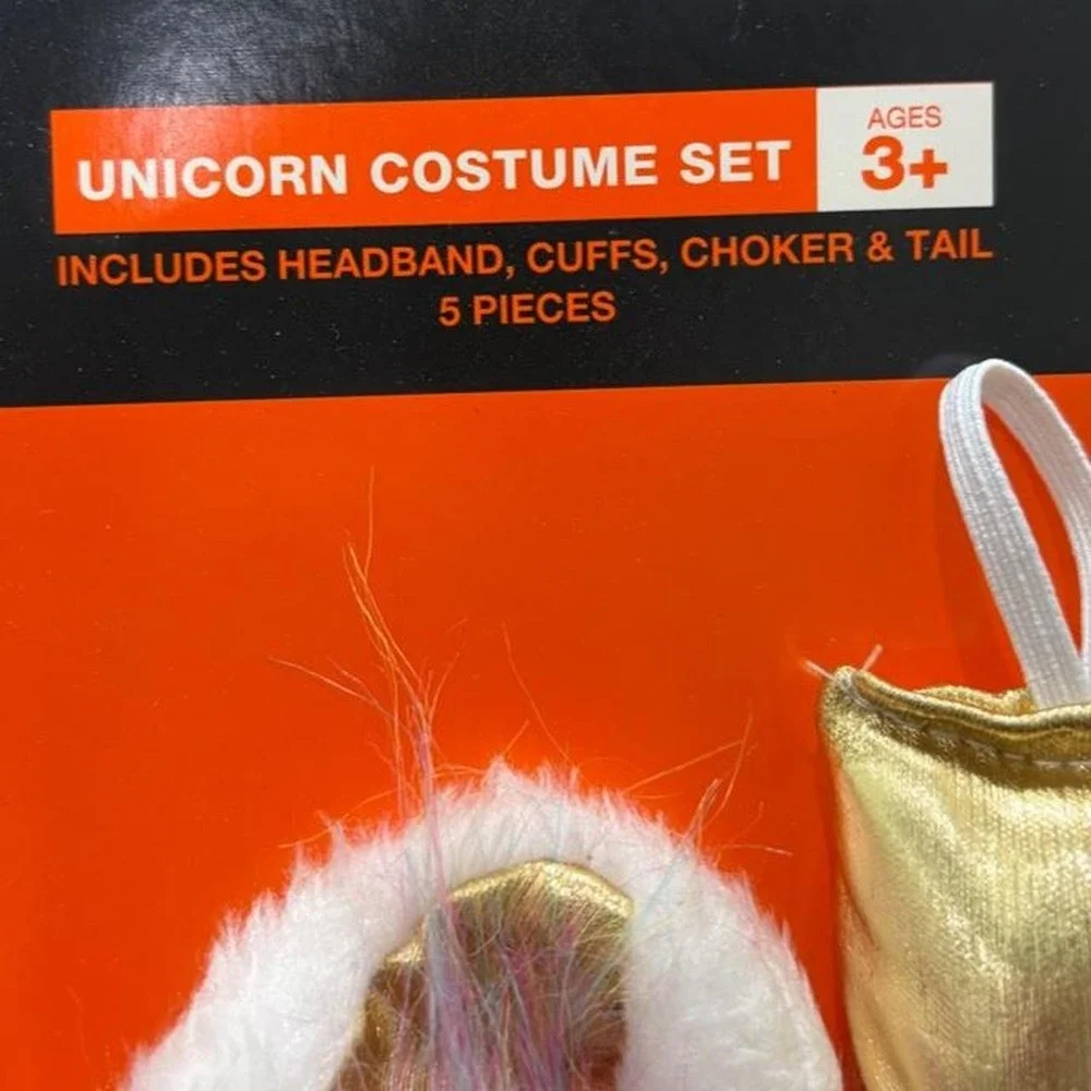 Kawaii Unicorn Costume Kit Holographic Accessory Fairycore Cosplay Gold Kids 3+